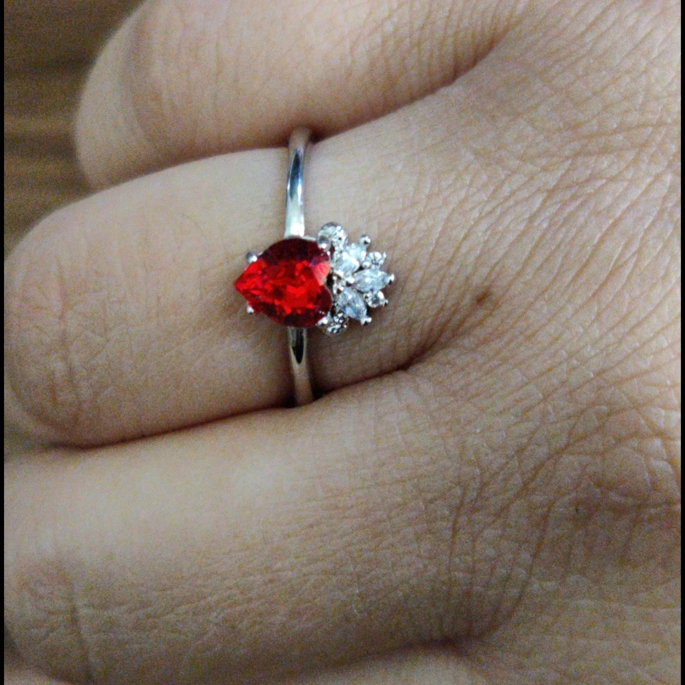 Red love heart ring